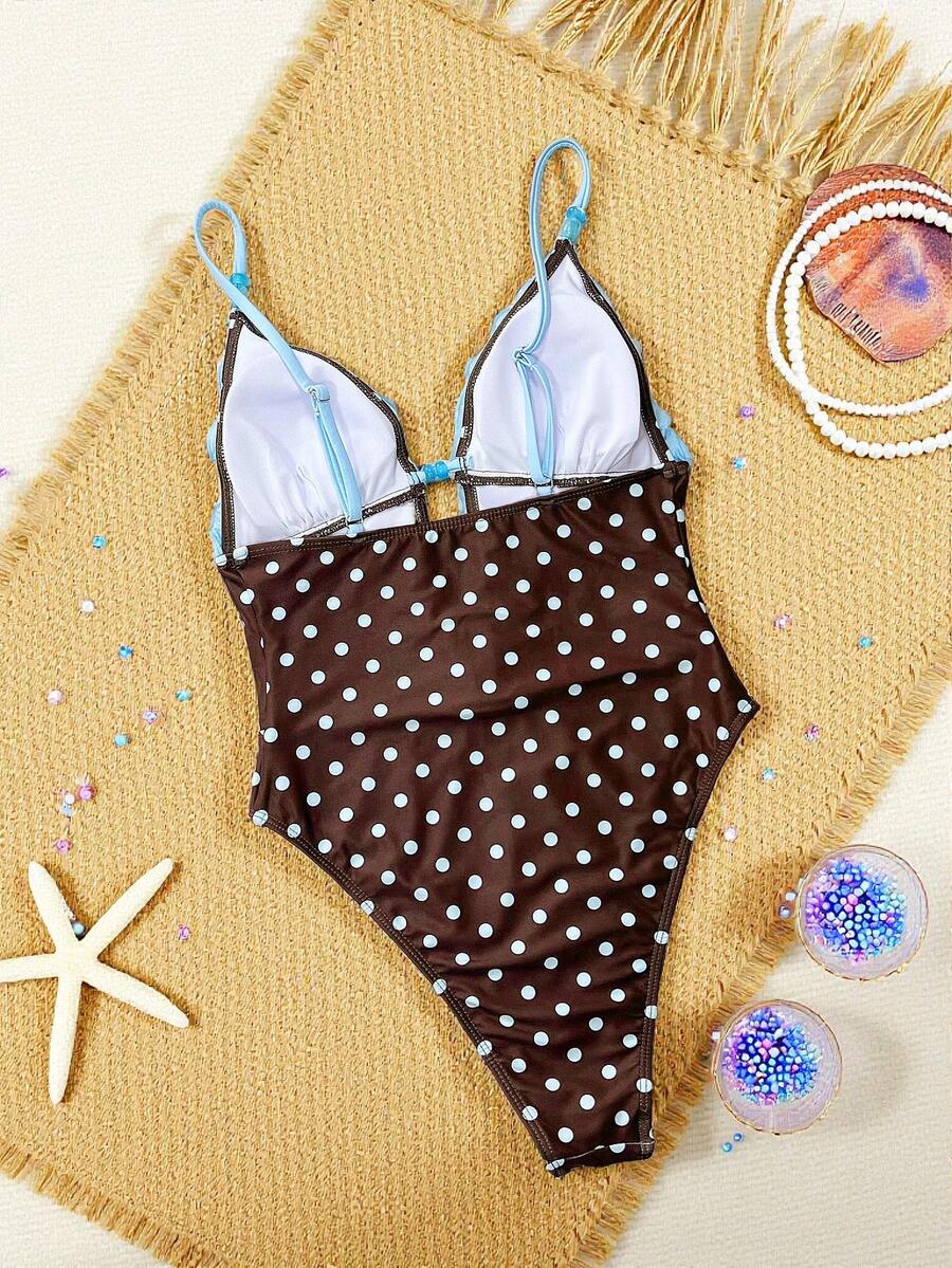 Ruffle Trim Jednodelni Kupaći Kostim Bikini