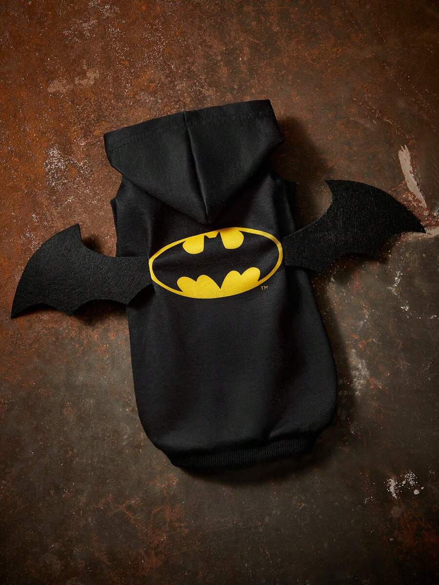 BATMAN X SHEIN 1 Pc Patterned Printed Pet Hooded Sweatshirt, Cat Clothes, Dog Clothes, Size XXS-XXXXL, Extra Small, Extra Large, Wings, Bat, Logo, Cool.