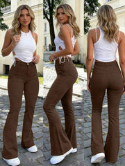 Ženske pantalone Y2K stila, jednobojne