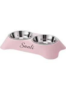 1pc Customized Personalized Pet Bowl, With Dual Functions Of Feeding And Drinking, Neck Protection Design, Suitable For Feeding Cats, Dogs And Other Pets, Stainless Steel Dual Pet Bowl With Anti Slip Base, Pet (Dog/Cat) Birthday And Anniversary Gifts