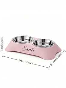 1pc Customized Personalized Pet Bowl, With Dual Functions Of Feeding And Drinking, Neck Protection Design, Suitable For Feeding Cats, Dogs And Other Pets, Stainless Steel Dual Pet Bowl With Anti Slip Base, Pet (Dog/Cat) Birthday And Anniversary Gifts