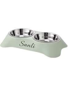 1pc Customized Personalized Pet Bowl, With Dual Functions Of Feeding And Drinking, Neck Protection Design, Suitable For Feeding Cats, Dogs And Other Pets, Stainless Steel Dual Pet Bowl With Anti Slip Base, Pet (Dog/Cat) Birthday And Anniversary Gifts