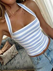GAOVOT Women's Casual Vintage Sexy Striped Camisole, Suitable For Street And Commute In Summer