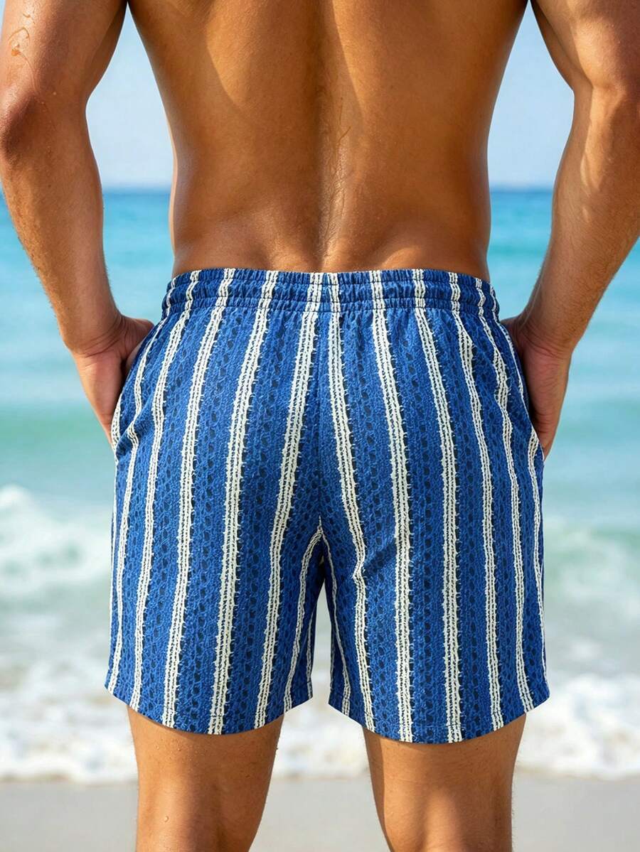 Muški šorts za plažu  i odmor sa perticom u struku, džepovima i gradijent bojama