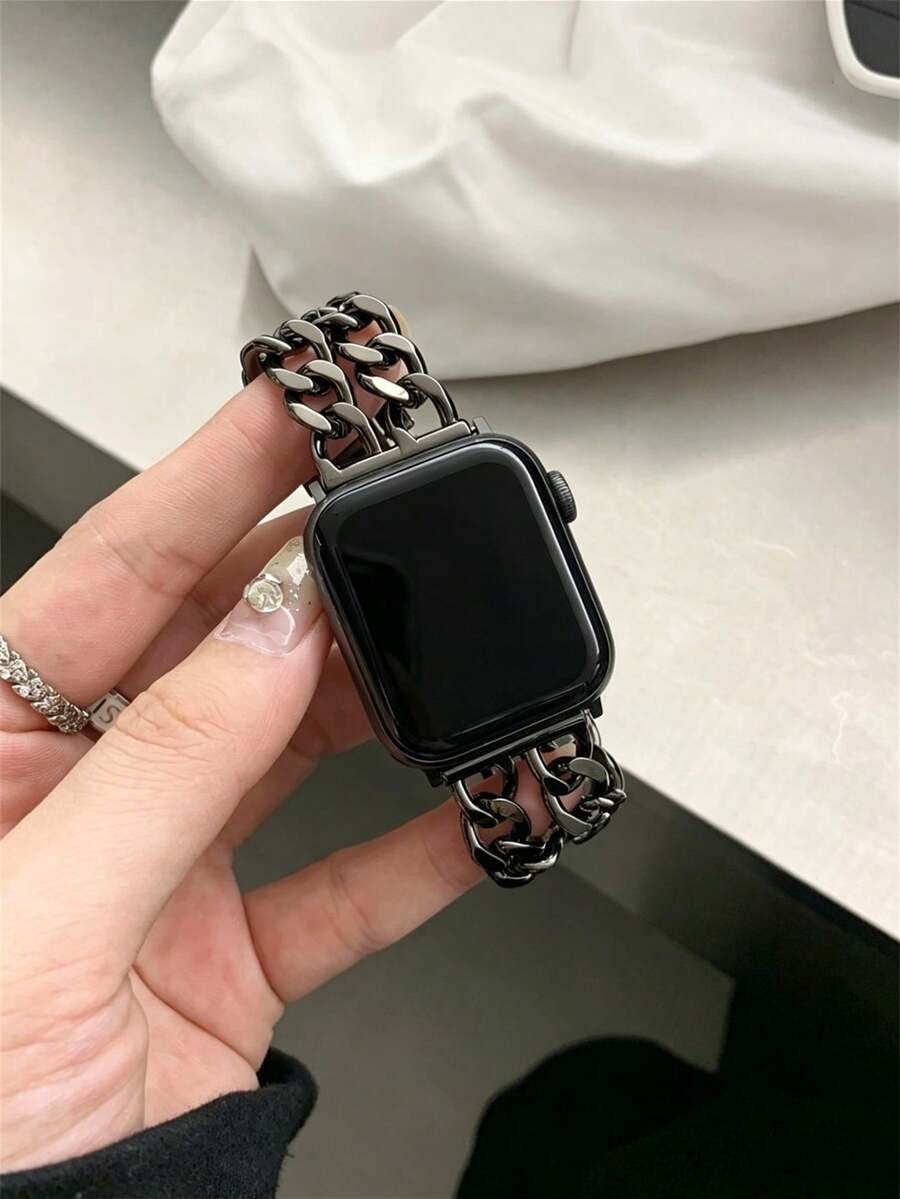 Ženska narukvica za sat od nerđajućeg čelika i kože, kompatibilna sa Apple Watch 42mm, 38mm, 40mm, 41mm, 44mm, 45mm, 46mm, 49mm