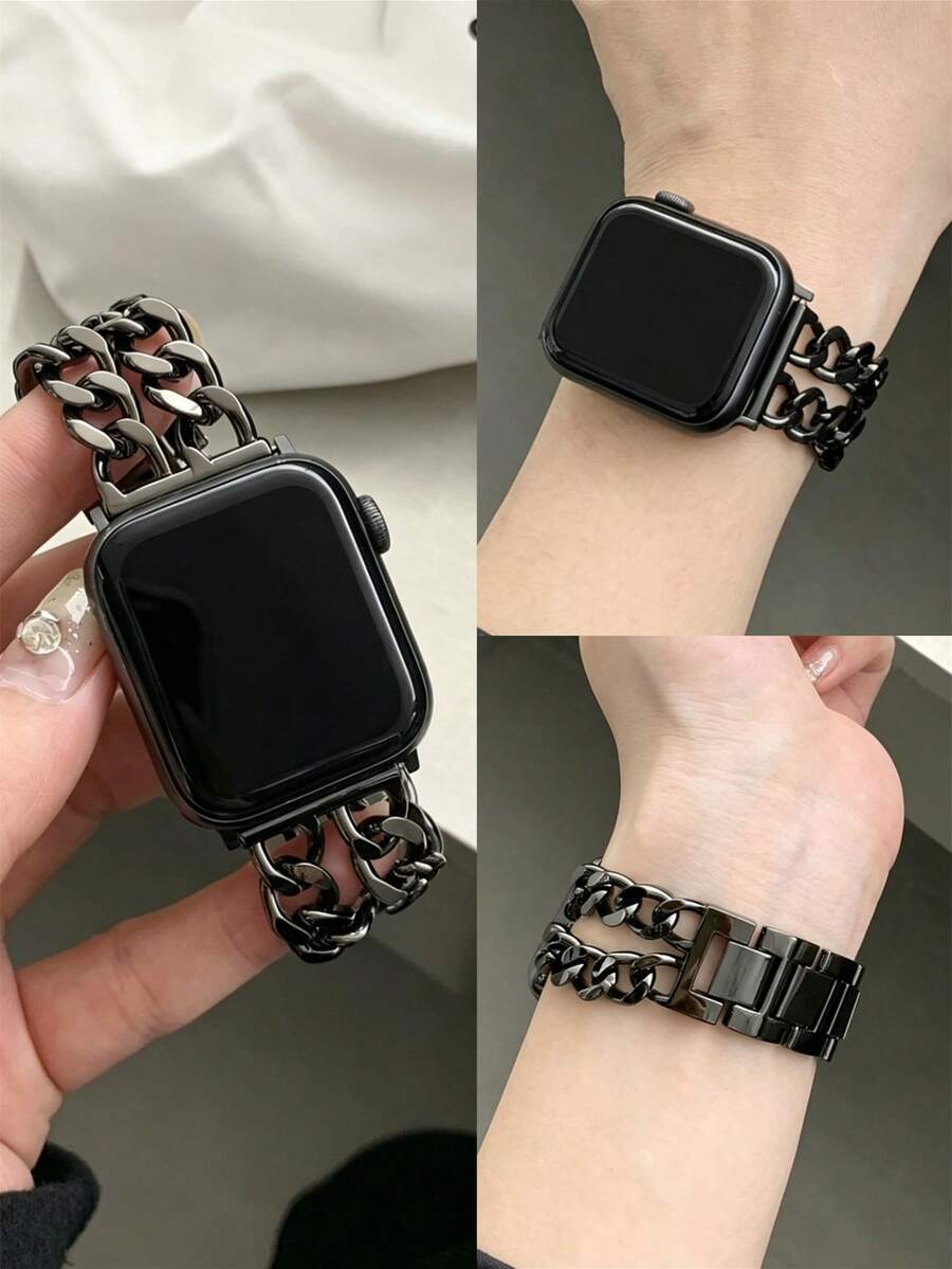 Ženska narukvica za sat od nerđajućeg čelika i kože, kompatibilna sa Apple Watch 42mm, 38mm, 40mm, 41mm, 44mm, 45mm, 46mm, 49mm