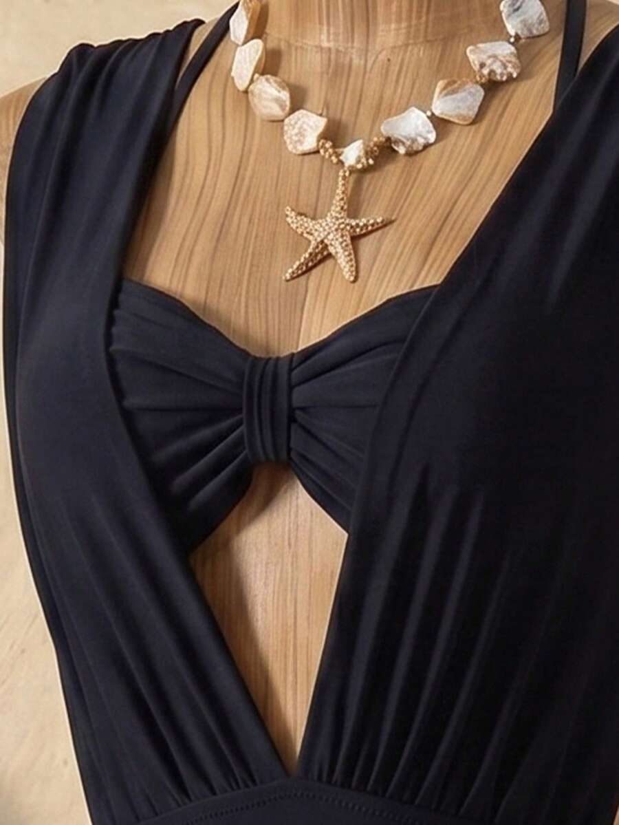 Najprodavaniji Letnji Crni Bandeau  Slim-Fit Kostim