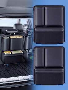 Car Trunk Organizer Hanging Bag - Multi-Compartment Backseat Pocket, Suitable For SUV, Hatchback And Sedan, Waterproof And Durable Trunk Storage Box With Adjustable Buckles And Strong Hook And Loop, Backseat Storage Pouch (Black)