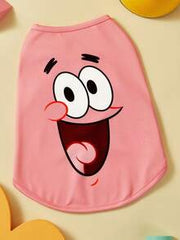 SpongeBob SquarePants | SHEIN 1 Piece Cartoon Pattern Printed Pet Vest, Cat Clothes, Dog Clothes, Size XXS-XXXXL, Extra Small, Extra Large, Patrick.
