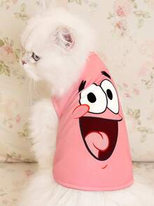 SpongeBob SquarePants | SHEIN 1 Piece Cartoon Pattern Printed Pet Vest, Cat Clothes, Dog Clothes, Size XXS-XXXXL, Extra Small, Extra Large, Patrick.