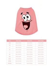 SpongeBob SquarePants | SHEIN 1 Piece Cartoon Pattern Printed Pet Vest, Cat Clothes, Dog Clothes, Size XXS-XXXXL, Extra Small, Extra Large, Patrick.
