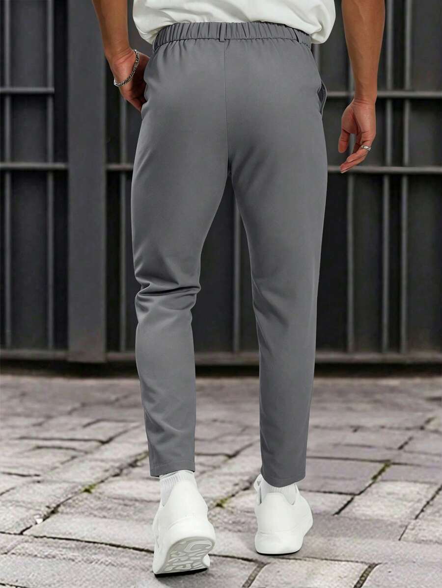 Muške formalne pantalone jednobojne sa kosim džepovima, bez kaiša