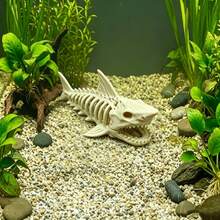 Miniature Plastic Shark Aquarium Decor, Suitable For Fish Tanks And Reptile Terrariums - Shark Theme Multi-Chamber Hide Cave Ornament, Applicable For Betta Fish, Reptile Habitats, Plastic Shark Skeleton