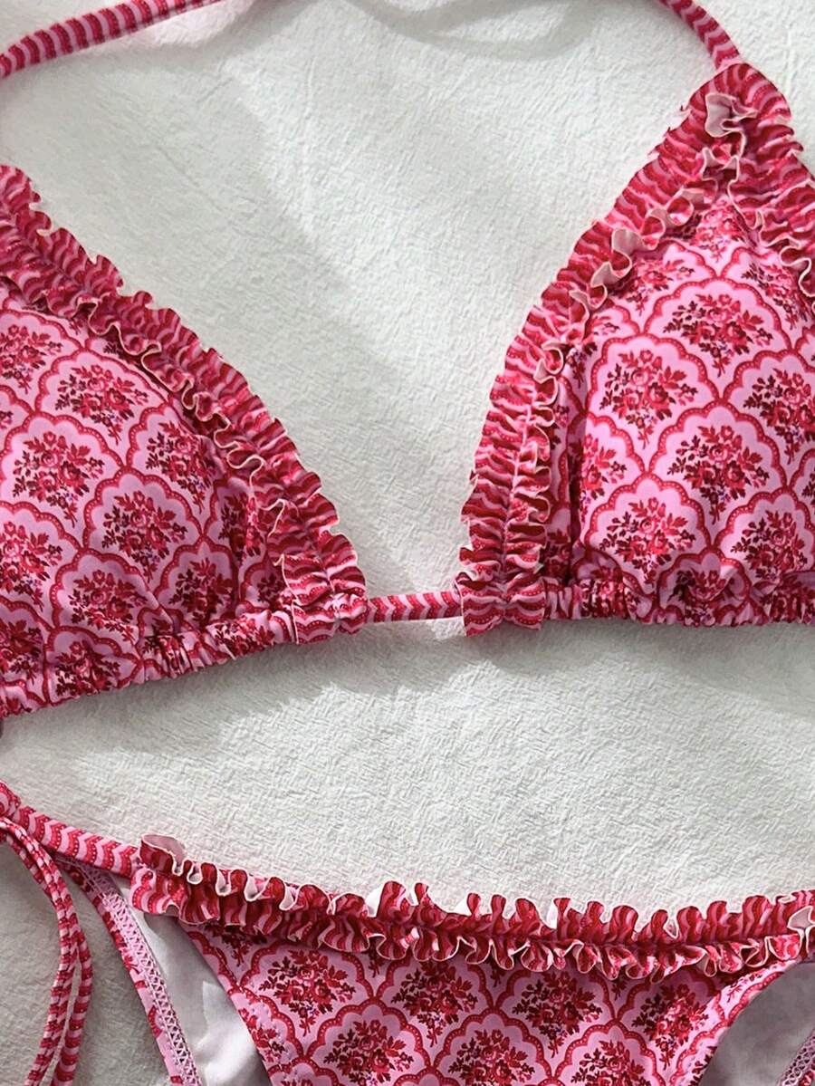 Ženski bikini set od žakard tkanine, sa halter dekolteom