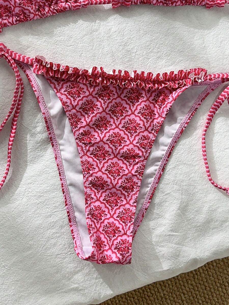 Ženski bikini set od žakard tkanine, sa halter dekolteom