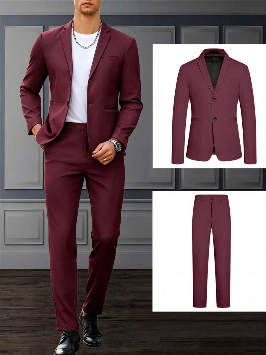 Muški set od sakoa i pantalona, slim fit, klasičan luksuzni stil, formalni, Old Money