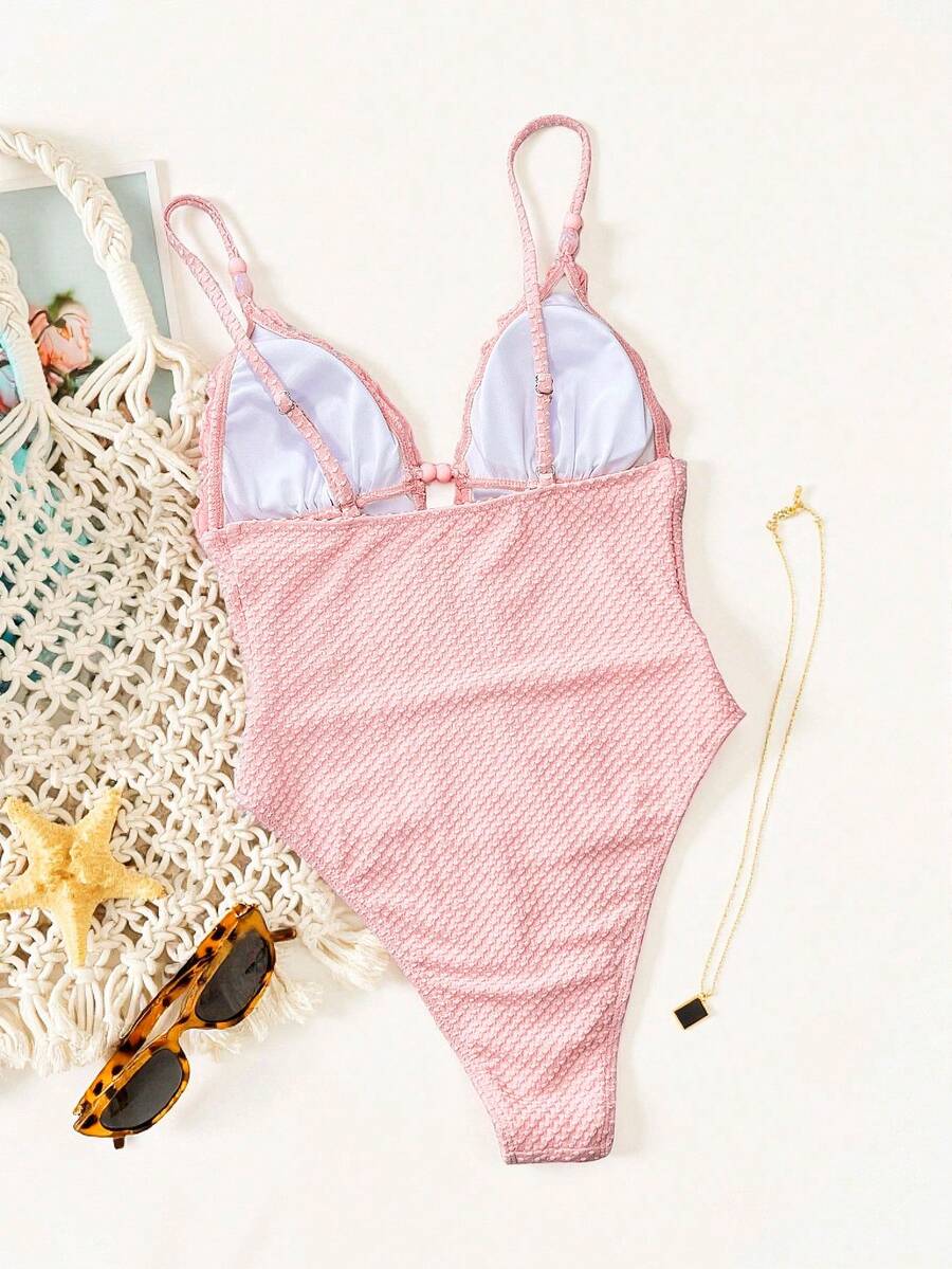 Ruffle Trim Jednodelni Kupaći Kostim Bikini