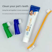 3-In-1 Premium Upgraded Pet Oral Care Set | Spray + Toothbrush + Silicone Finger Brush, Convenient Brushing, Deep Cleaning, All-In-One Oral Care, Pet Toothbrush, Pet Toothpaste, Pet Oral Spray, Pet Supplies, Cat Supplies, Dog Supplies, Pet Dental Care Products