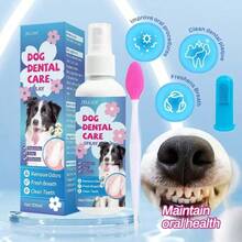 3-In-1 Premium Upgraded Pet Oral Care Set | Spray + Toothbrush + Silicone Finger Brush, Convenient Brushing, Deep Cleaning, All-In-One Oral Care, Pet Toothbrush, Pet Toothpaste, Pet Oral Spray, Pet Supplies, Cat Supplies, Dog Supplies, Pet Dental Care Products