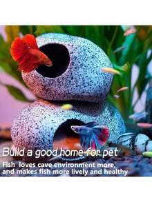 1pc Aquarium Decoration Cave, Fish Tank Accessories, Rock Decor For Shrimp, Cichlid, Hiding Place For Small Fish, Shelter Stone House