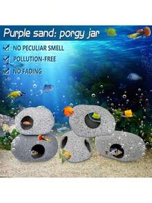 1pc Aquarium Decoration Cave, Fish Tank Accessories, Rock Decor For Shrimp, Cichlid, Hiding Place For Small Fish, Shelter Stone House