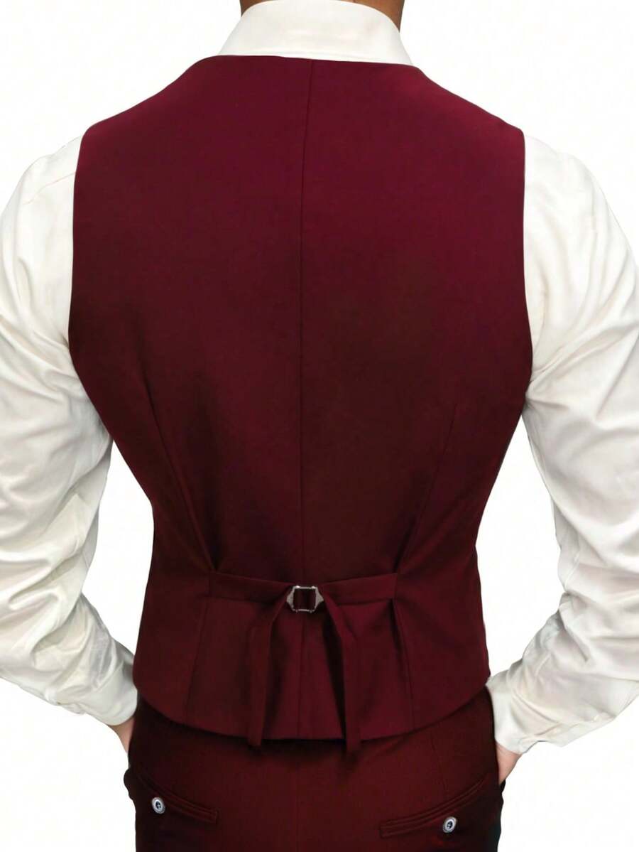 Muški set od 3 dela u jednoj boji, slim fit, rastegljiv, uključuje sako, prsluk i pantalone