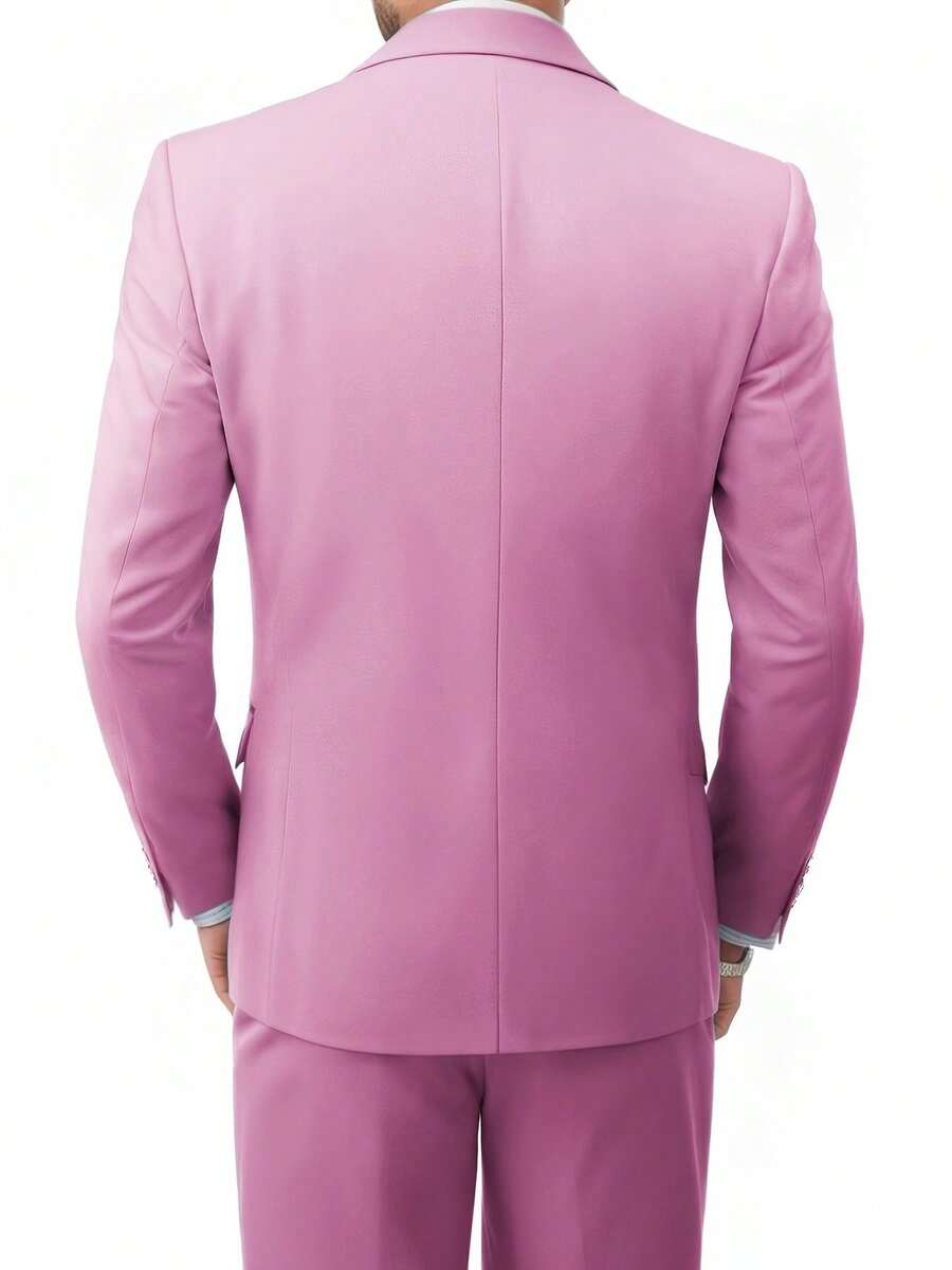 Muški set od 3 dela u jednoj boji, slim fit, rastegljiv, uključuje sako, prsluk i pantalone