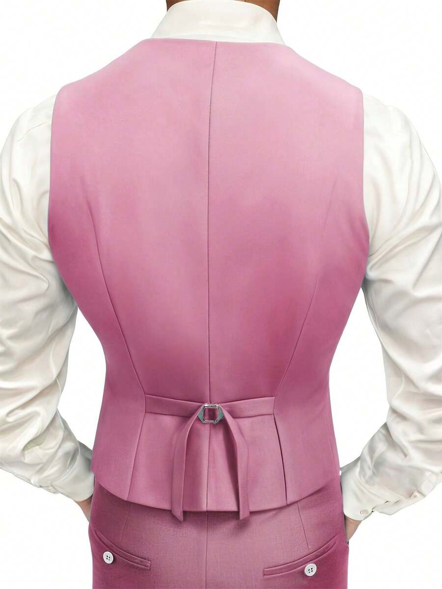 Muški set od 3 dela u jednoj boji, slim fit, rastegljiv, uključuje sako, prsluk i pantalone