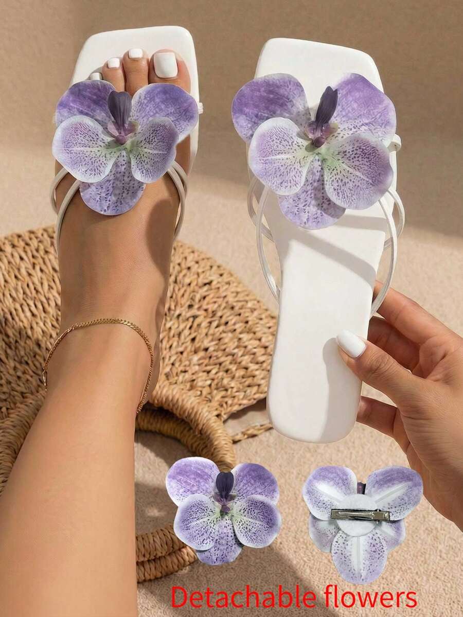 Ženske  sandale sa 3D cvetnim dekorom