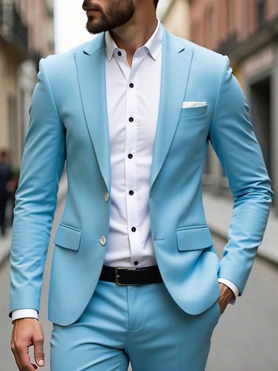 Muški poslovni komplet od 3 dela, uključuje sako, prsluk i pantalone, jednobojni, slim fit