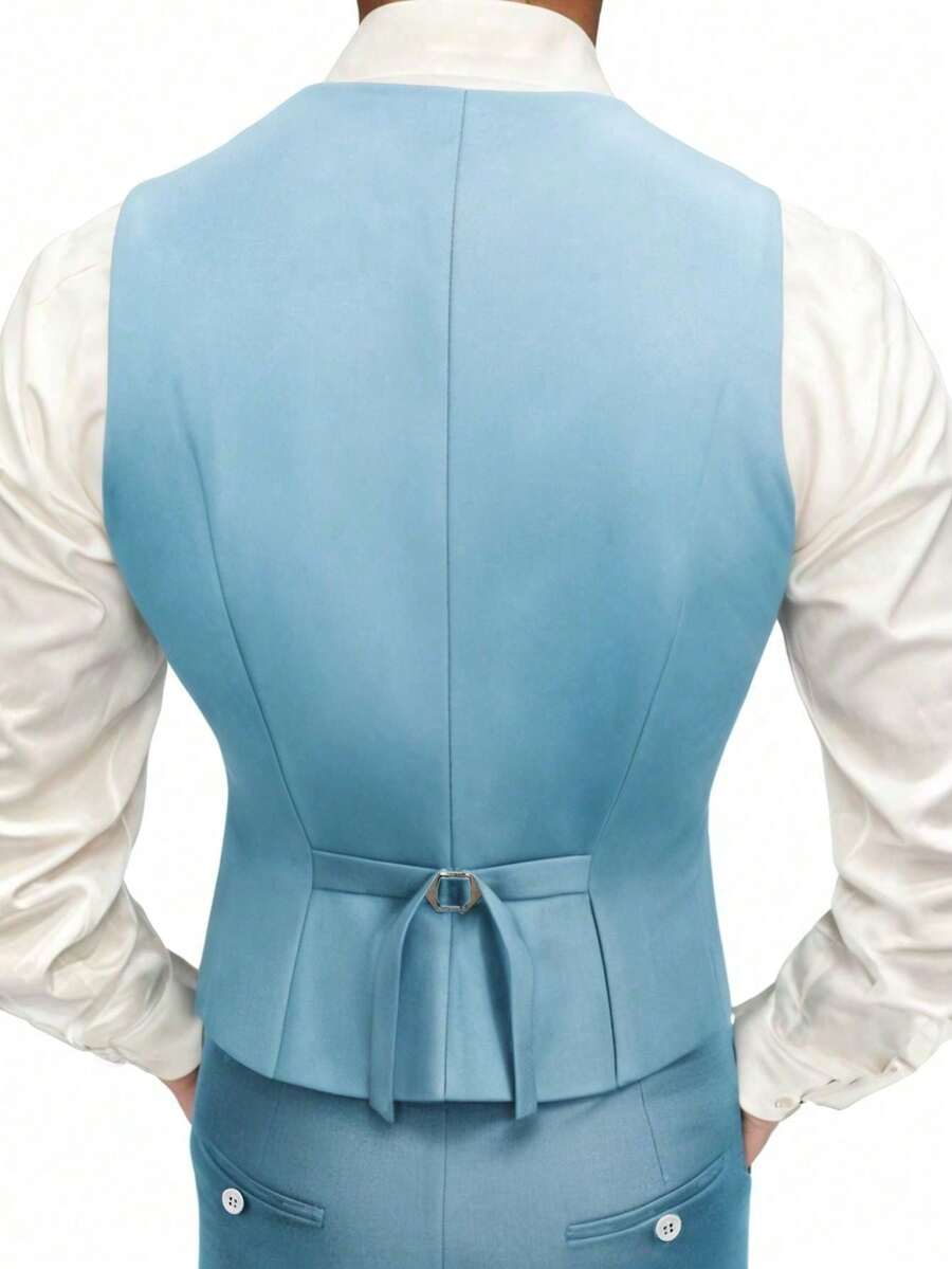 Muški poslovni komplet od 3 dela, uključuje sako, prsluk i pantalone, jednobojni, slim fit