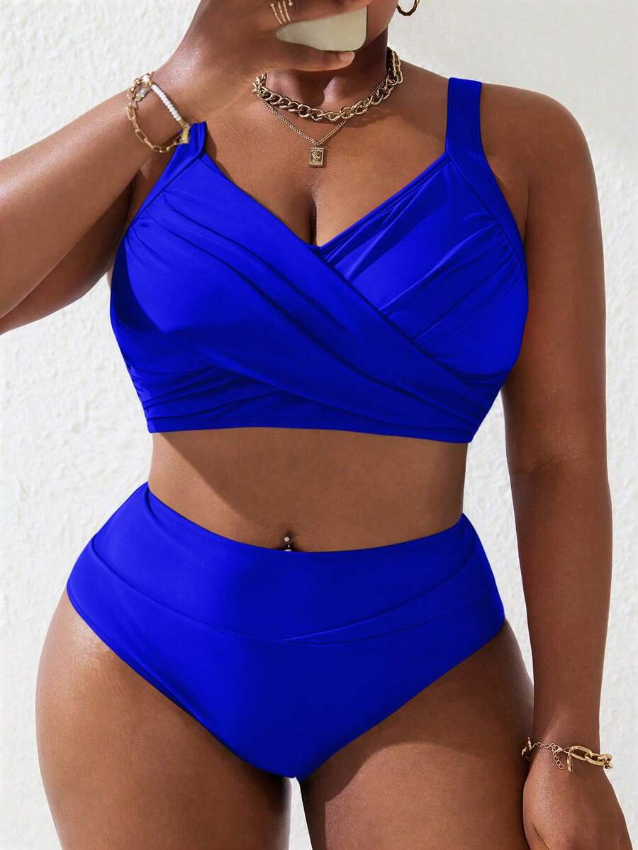 Ženski tankini set za plivanje plus size, 2 dela