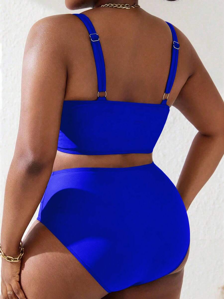 Ženski tankini set za plivanje plus size, 2 dela