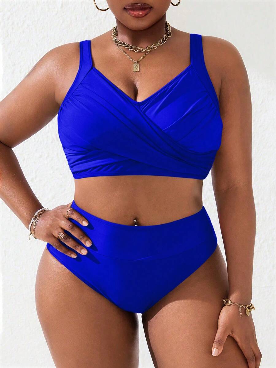 Ženski tankini set za plivanje plus size, 2 dela