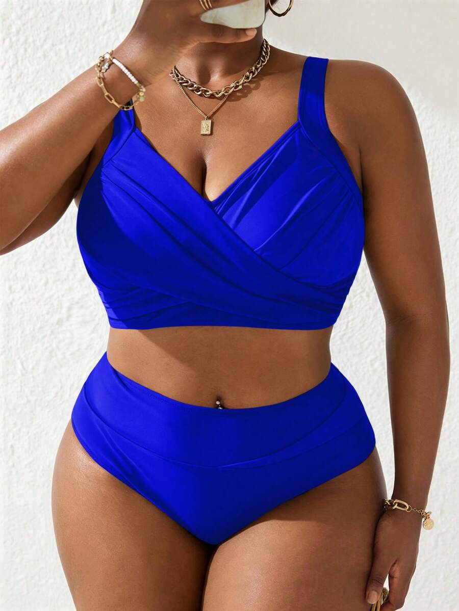 Ženski tankini set za plivanje plus size, 2 dela