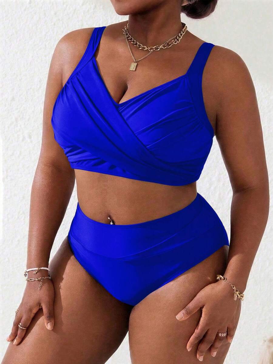 Ženski tankini set za plivanje plus size, 2 dela