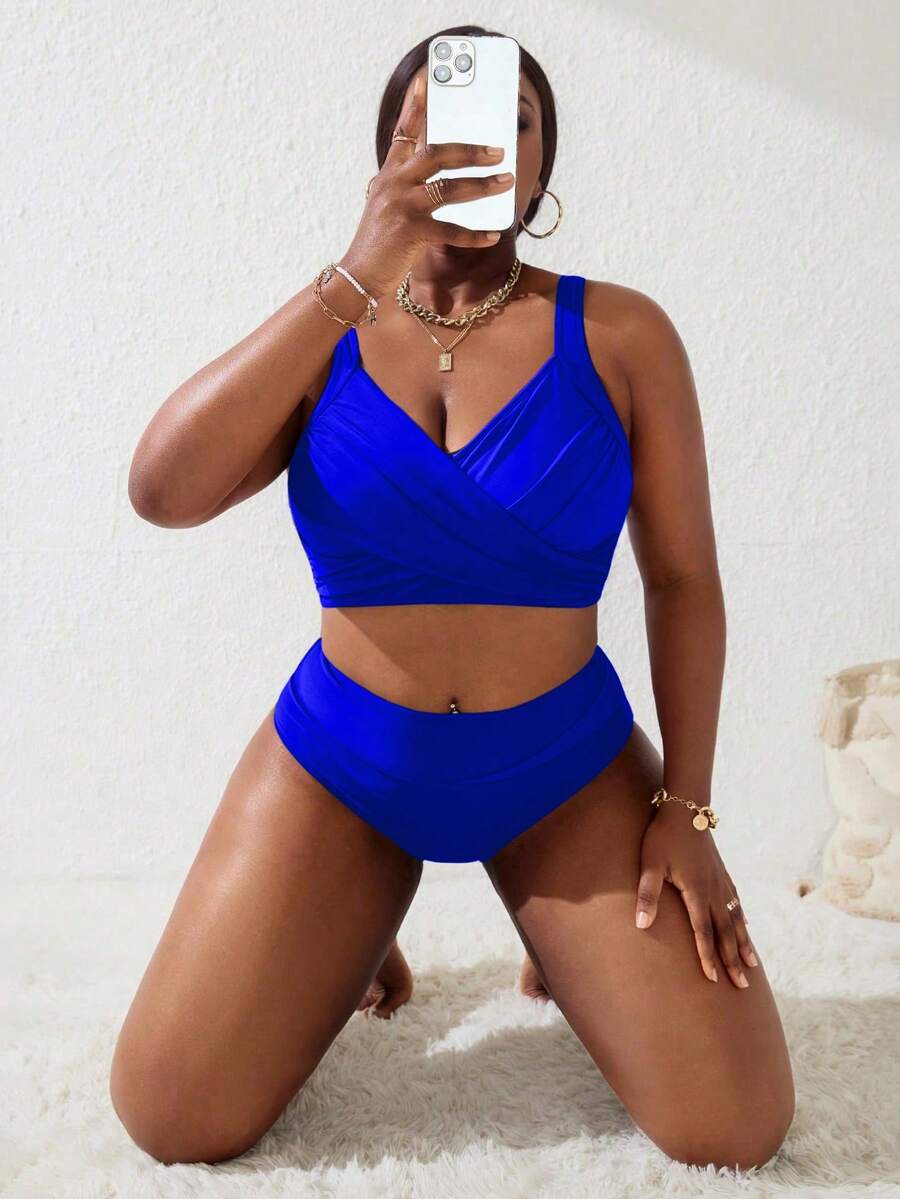 Ženski tankini set za plivanje plus size, 2 dela