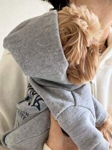 1pc Dog Printed Hoodie Sweatshirt, Warm & Comfortable Pet Clothing, Soft Winter Jacket Suitable For Small/Medium Dogs, Cute For Puppies & Cats