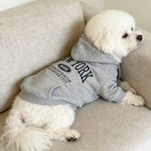 1pc Dog Printed Hoodie Sweatshirt, Warm & Comfortable Pet Clothing, Soft Winter Jacket Suitable For Small/Medium Dogs, Cute For Puppies & Cats