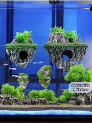 Floating Aquarium Landscape Stone Decor Artificial Fake Mountain Rock Hiding Cave Fish Tank Ornament Realistic Scenery Aquascape Supplies Creative Hidden Shelter Decoration