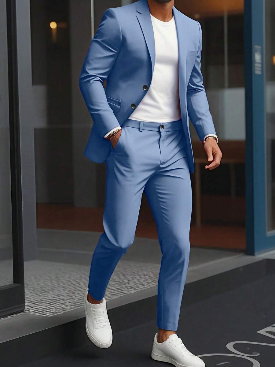 Muško odelo od 2 dela sa jednim dugmetom, slim fit, formalno