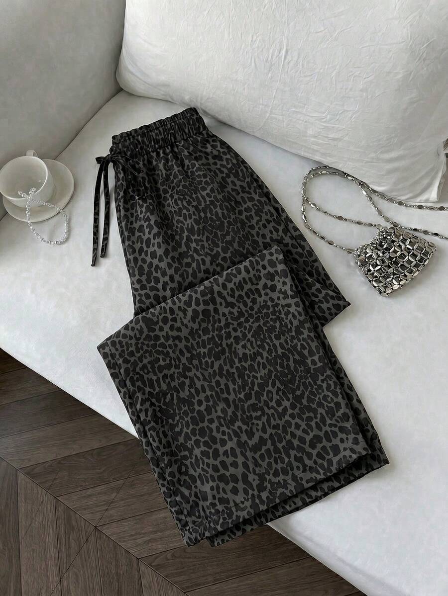 Ženske pantalone sa leopard printom, jesenja tkanina za žene
