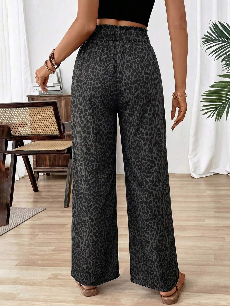 Ženske pantalone sa leopard printom, jesenja tkanina za žene