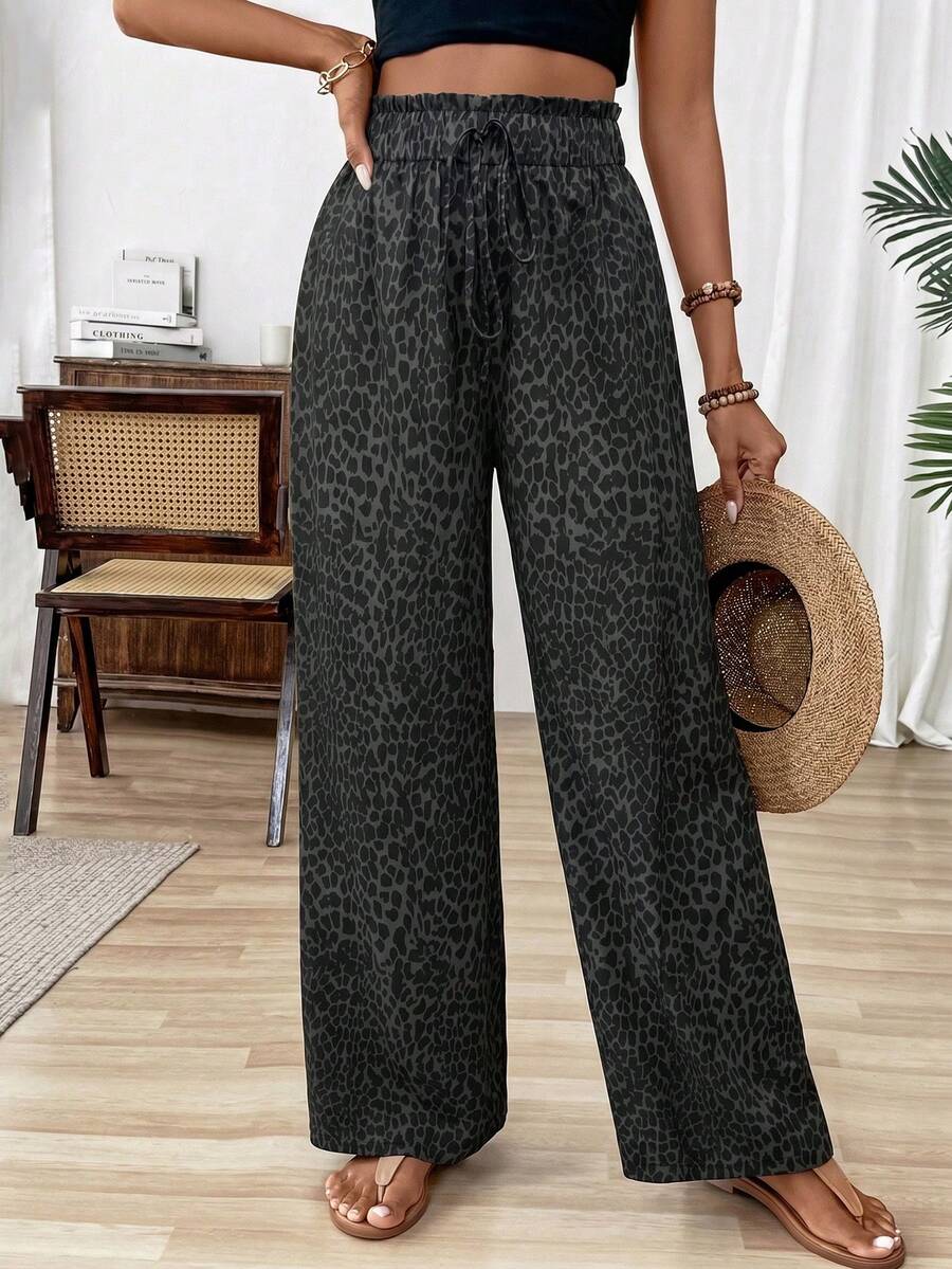 Ženske pantalone sa leopard printom, jesenja tkanina za žene