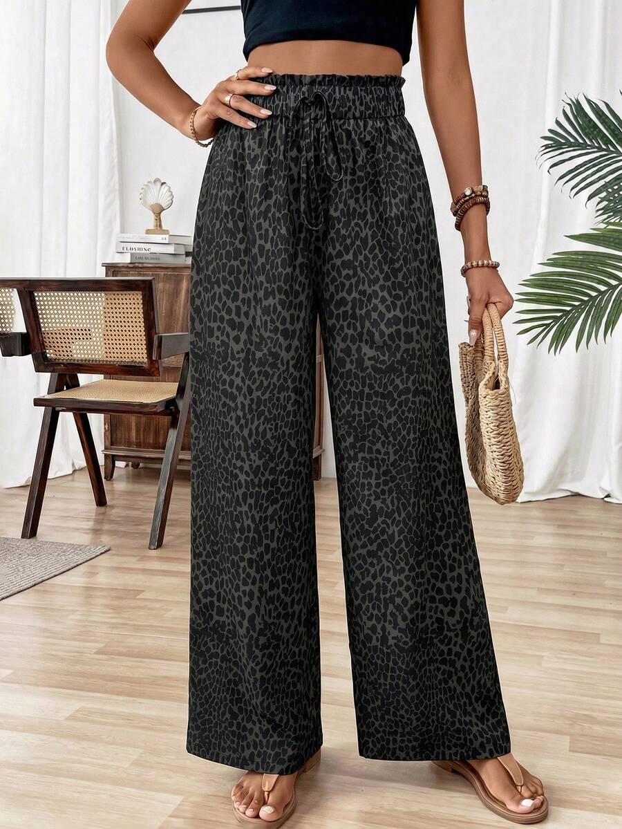 Ženske pantalone sa leopard printom, jesenja tkanina za žene