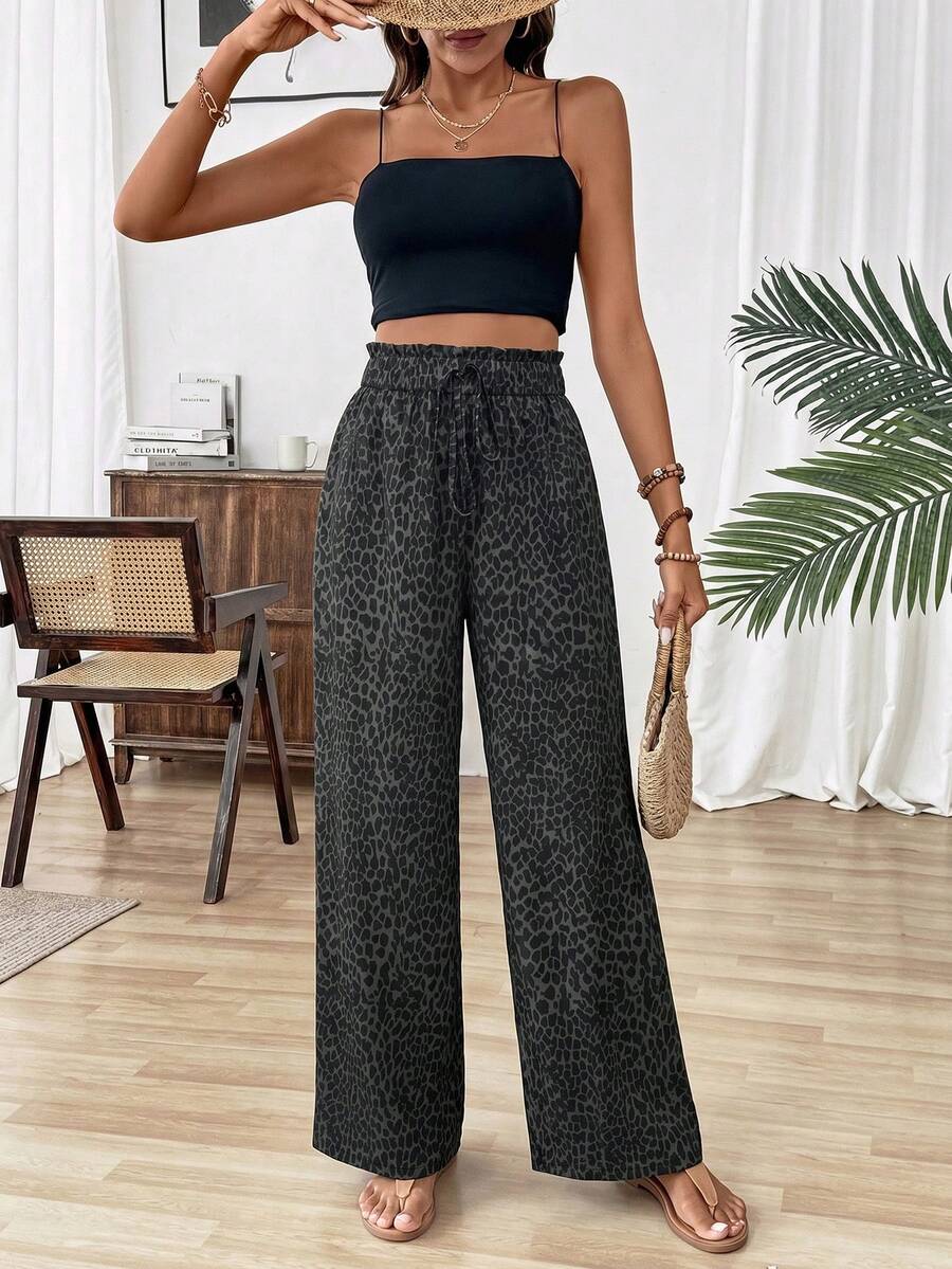 Ženske pantalone sa leopard printom, jesenja tkanina za žene