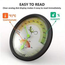 1/2pcs Reptile Thermometer Hygrometer Dual Dial Pet Terrarium Reptile Thermometer And Hygrometer With Color-Coded Segments And Clear Printed Markings