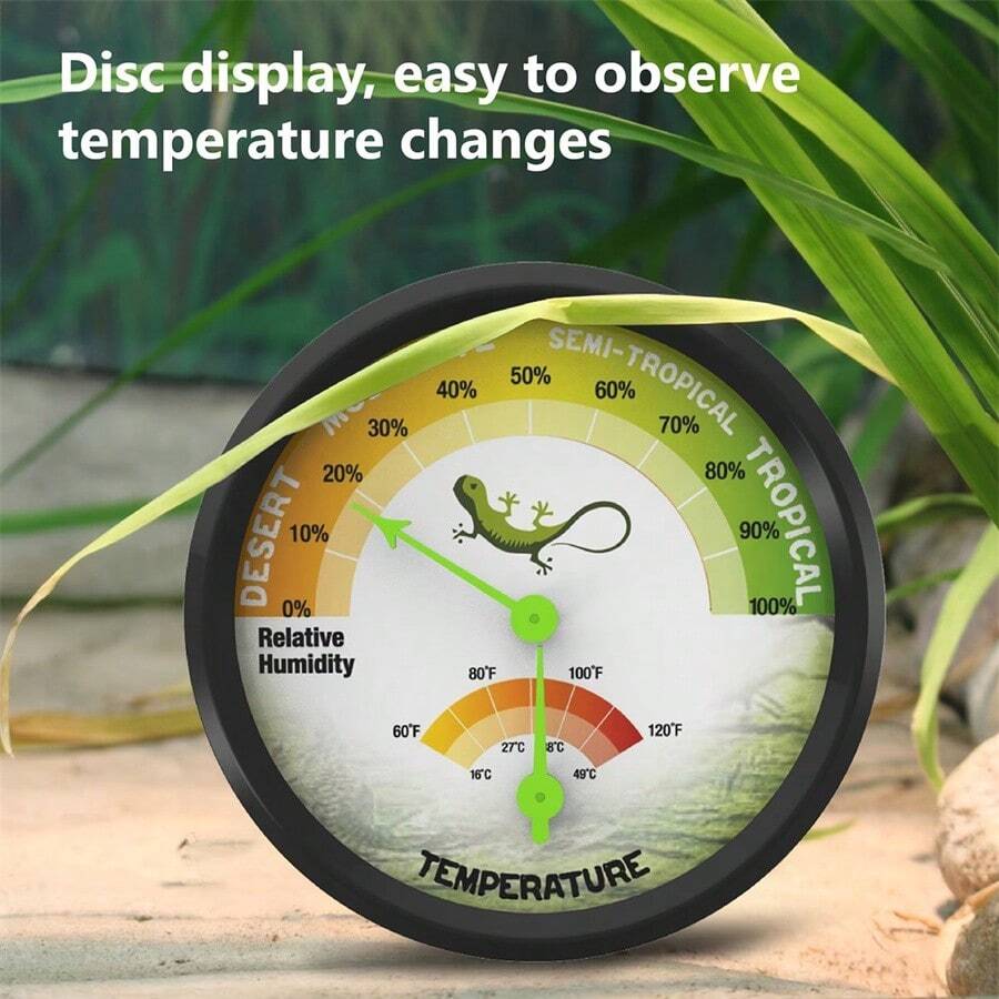 1/2pcs Reptile Thermometer Hygrometer Dual Dial Pet Terrarium Reptile Thermometer And Hygrometer With Color-Coded Segments And Clear Printed Markings