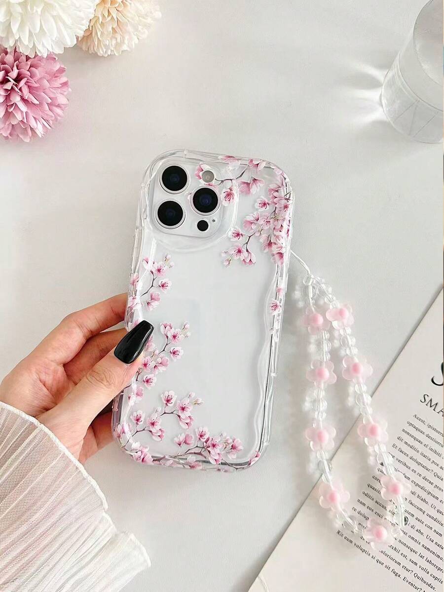 Pink Flower Elements modna zaštitna futrola za telefon, visoko transparentna sa cvetnim i cveta šljive motivima, kompatibilna sa iPhone, Galaxy A50/A12/A32/A52/A72/A51/A21S/A13/A14, 11 Youth Edition/12 Pro/12/12X, Note 11/