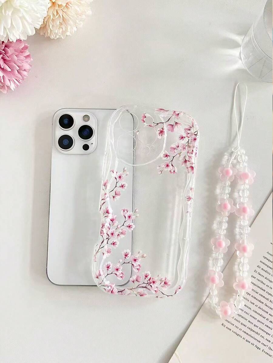 Pink Flower Elements modna zaštitna futrola za telefon, visoko transparentna sa cvetnim i cveta šljive motivima, kompatibilna sa iPhone, Galaxy A50/A12/A32/A52/A72/A51/A21S/A13/A14, 11 Youth Edition/12 Pro/12/12X, Note 11/